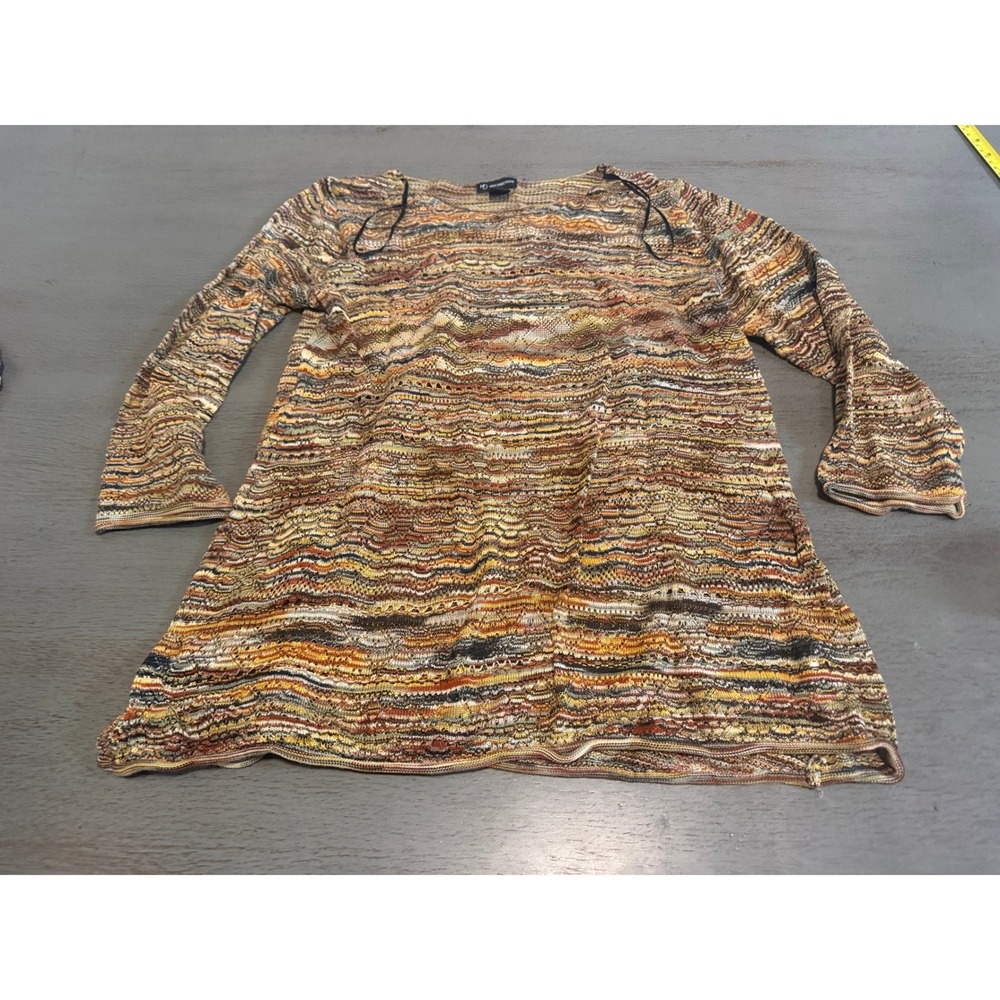 New Directions Womens Space Dye Knit Sweater Top Earth Tone Brown Orange Small